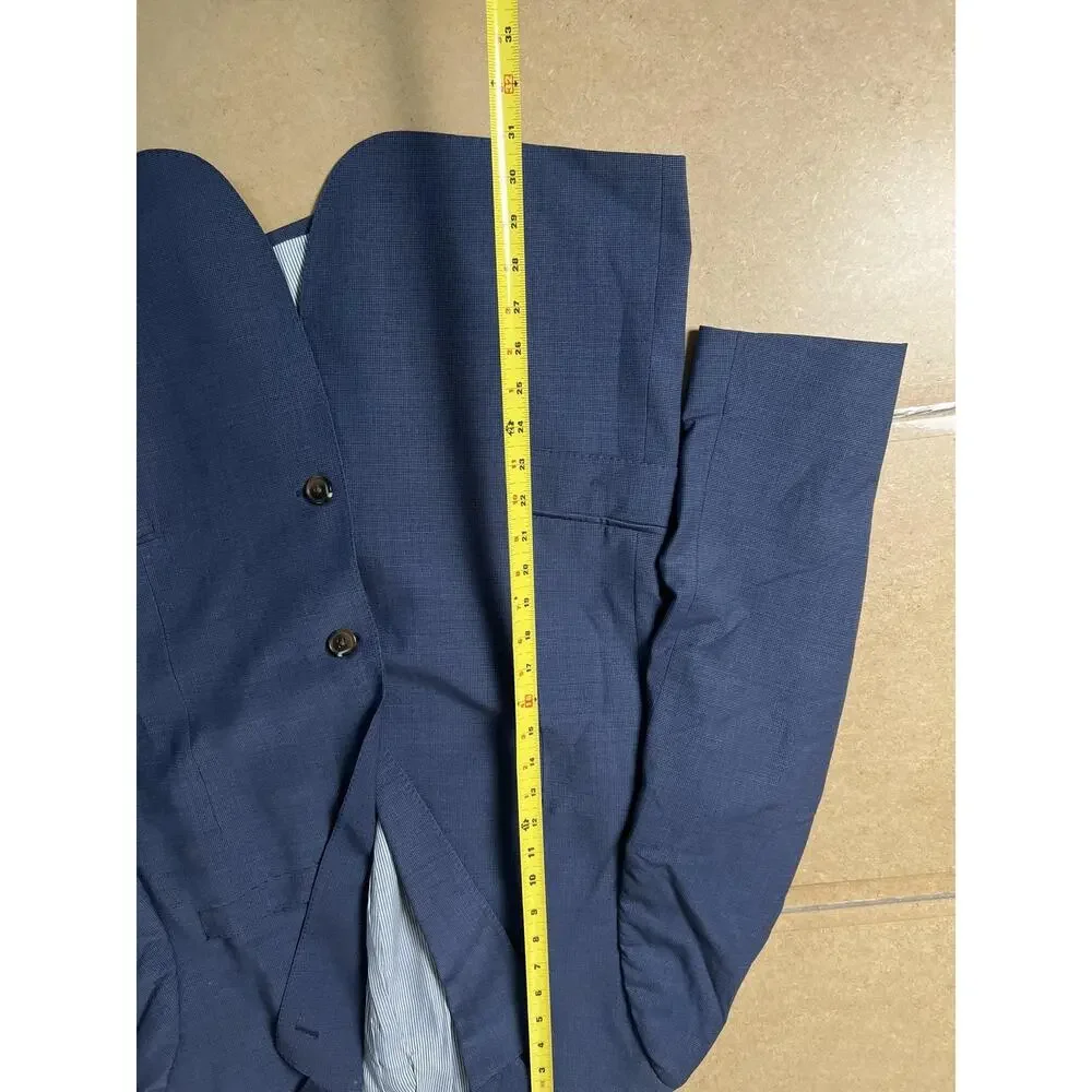 Blazer Mens 44 Blue Wool-Blend Flap Pocket Two-Button Notch Lapel Made In Egypt